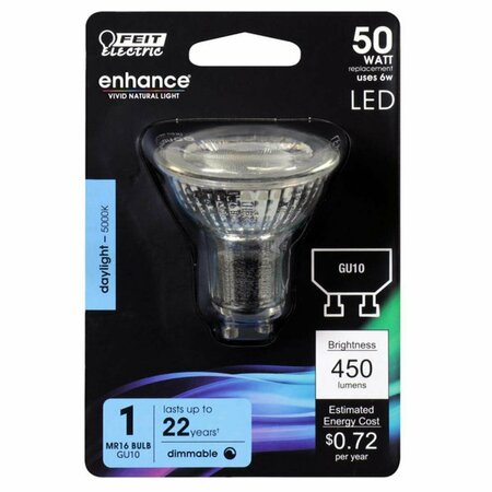 CLING 50 watt Equivalence Enhance 6 watt Track 450 Lumen MR16 LED Bulb, Daylight, 6PK CL1491452